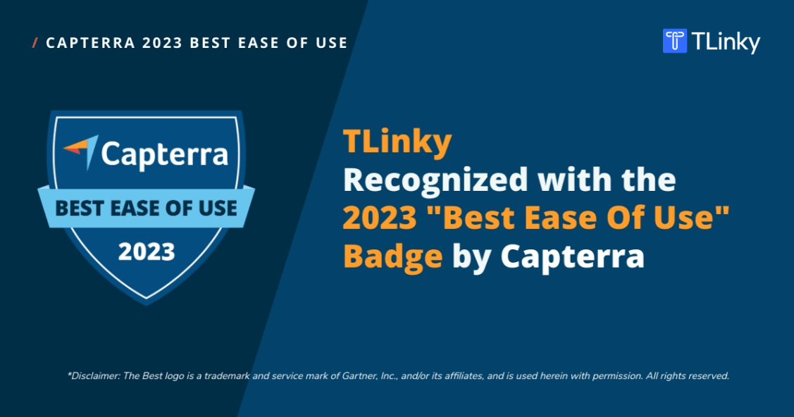 TLinky Recognized with the 2023 Best Ease of Use Badge from Capterra