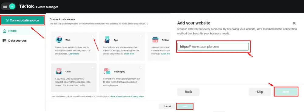Connect to your target data source