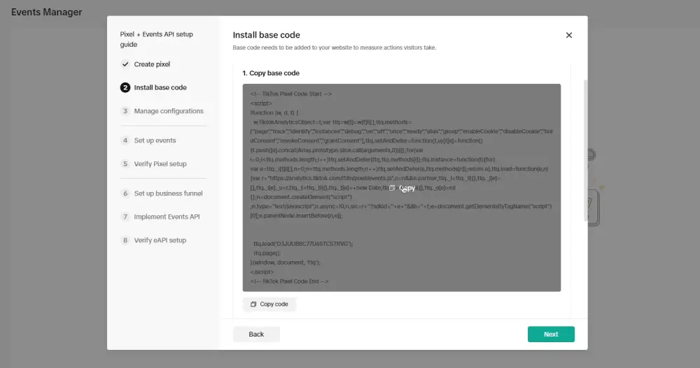 Create and copy your base code