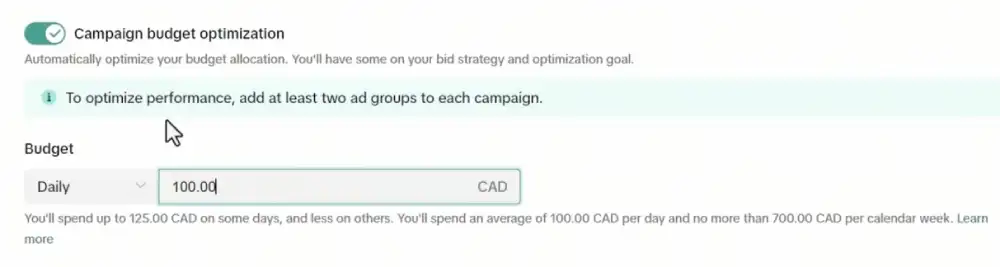 Set your campaign budget