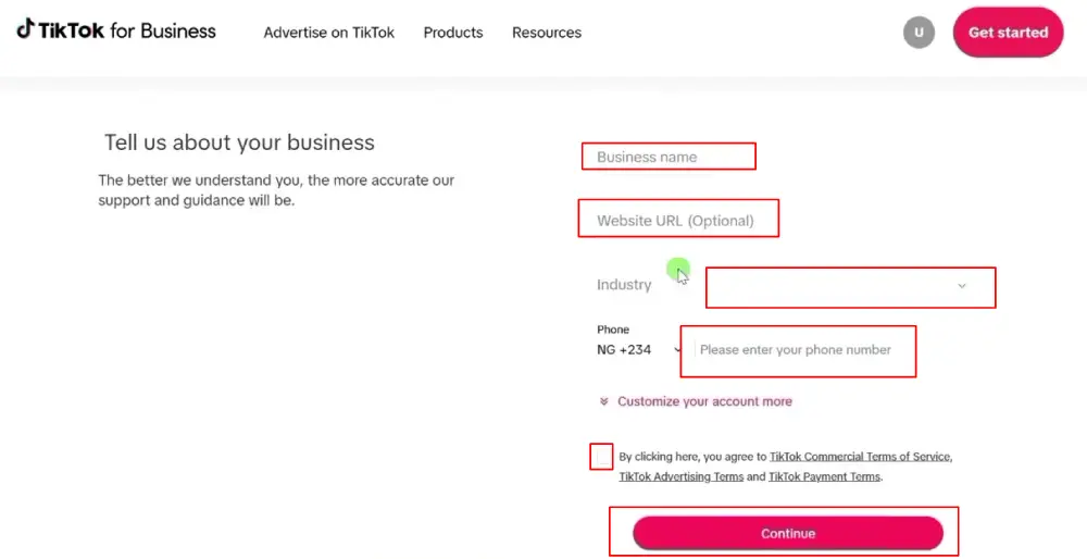 Adding business information