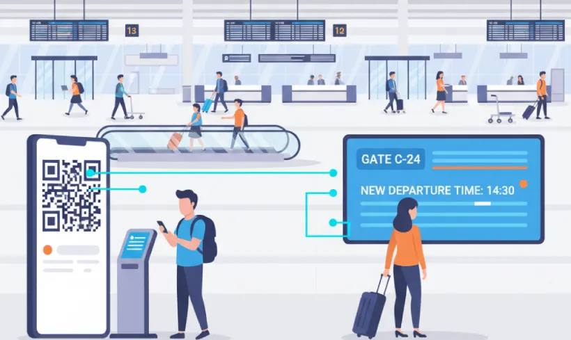 Receive flight alerts with QR Code