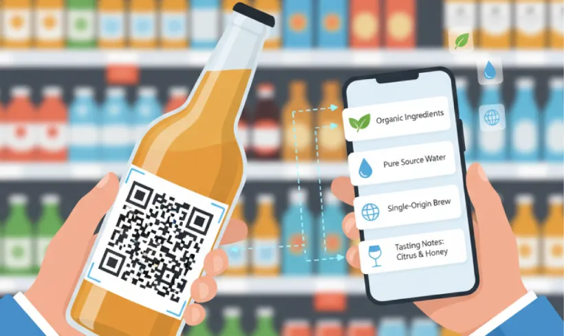 Scan QR Codes for beverage ingredient info and product details