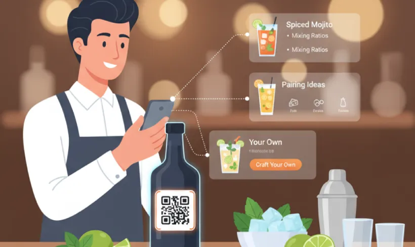 ccess cocktail recipes and mixology tips via QR Codes