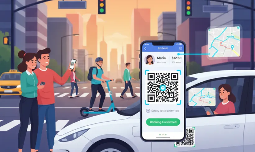 Book rides and view driver details via QR Code
