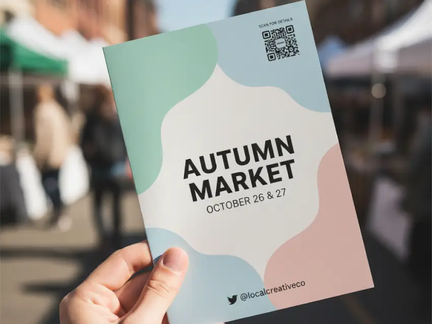 Fashion event flyer featuring QR Code