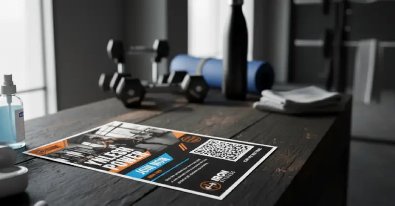 Gym promo flyer with QR Code for membership