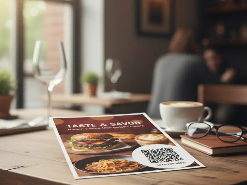 Restaurant promo flyer with QR Code