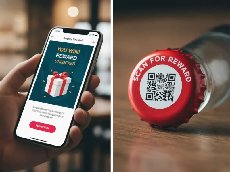 Beverage bottle with QR Code for loyalty rewards