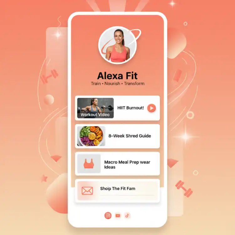 Link in bio page for fitness influencers