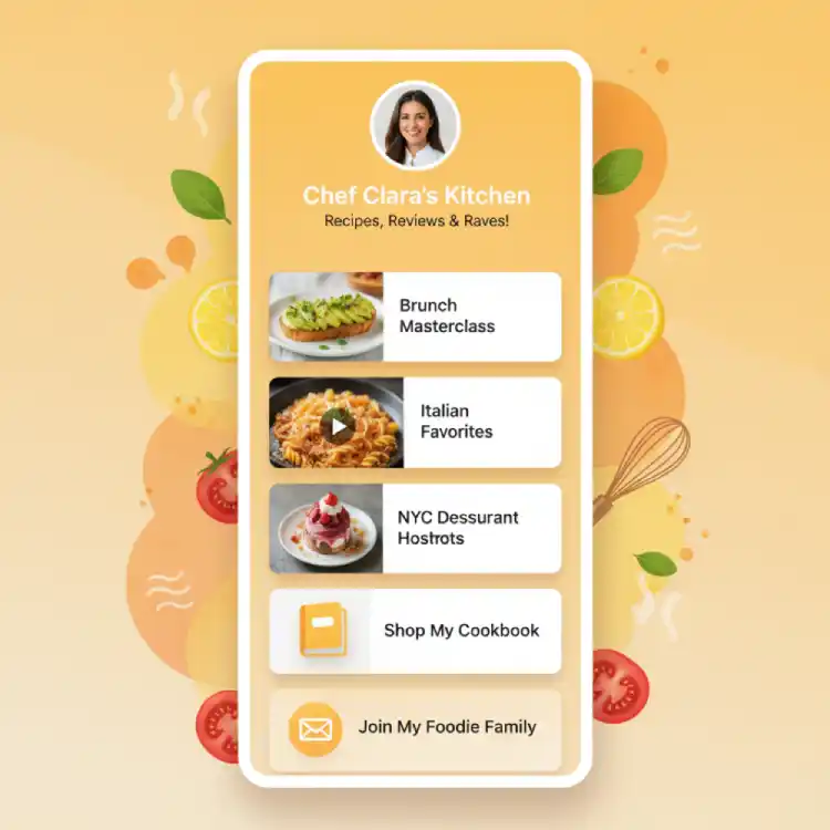 Link in bio page for food review influencers