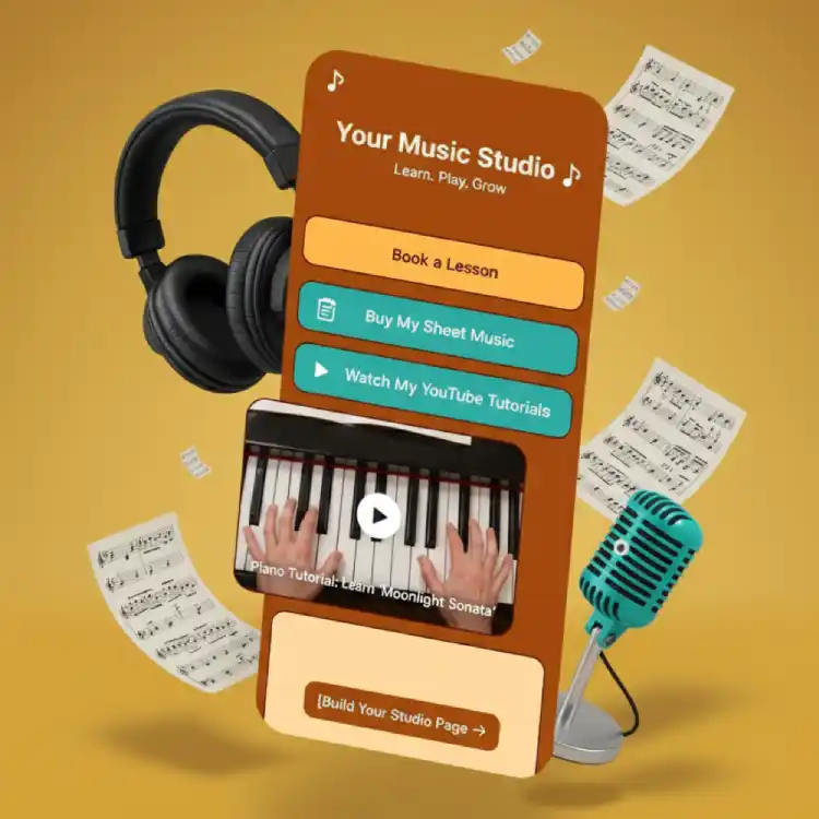 Link in bio page for music teachers