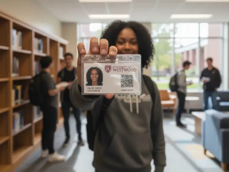 Student ID badge with QR Code for school or library access