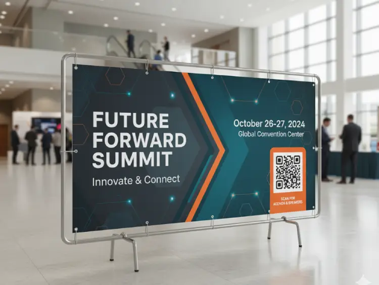 Summit banner with QR Code for event info
