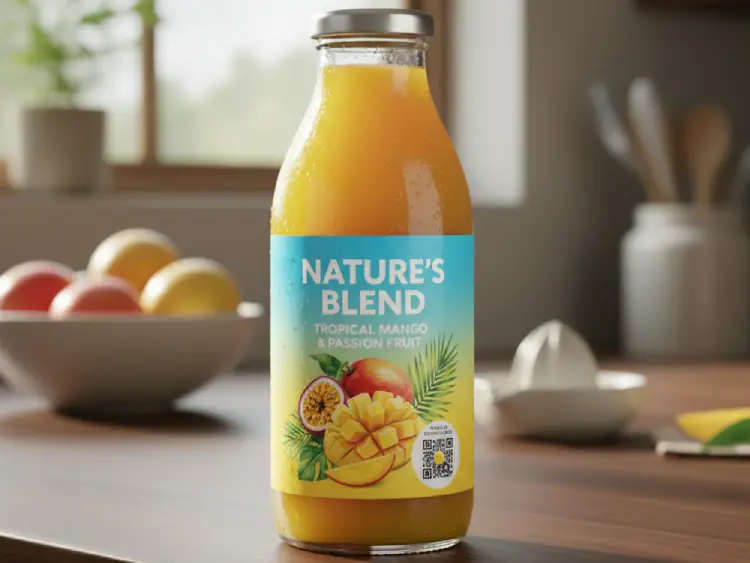 Juice bottle with QR Code for nutrition info