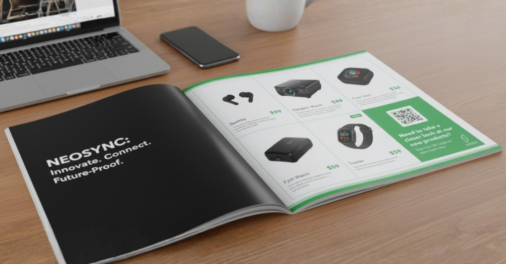 Electronics catalog with QR Code for gadget information