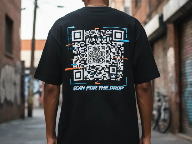 T-shirt tag with QR Code for online store link