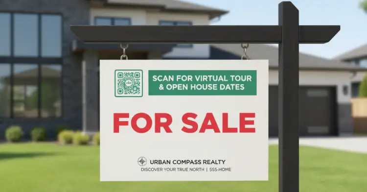 Property sale display with QR Code for house details