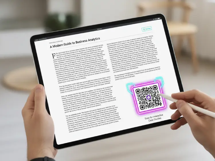 Business analytics eBook featuring QR Code for case studies or data tools