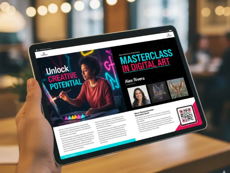 Digital art masterclass eBook featuring QR Code for tutorials or portfolio