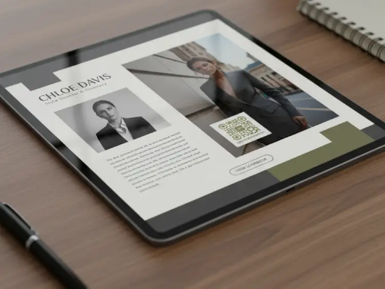 Fashion eBook featuring QR Code for style guides or collection info