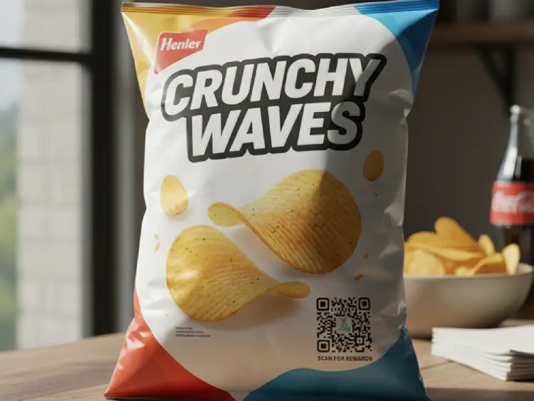 Chips pack featuring QR Code for nutrition details