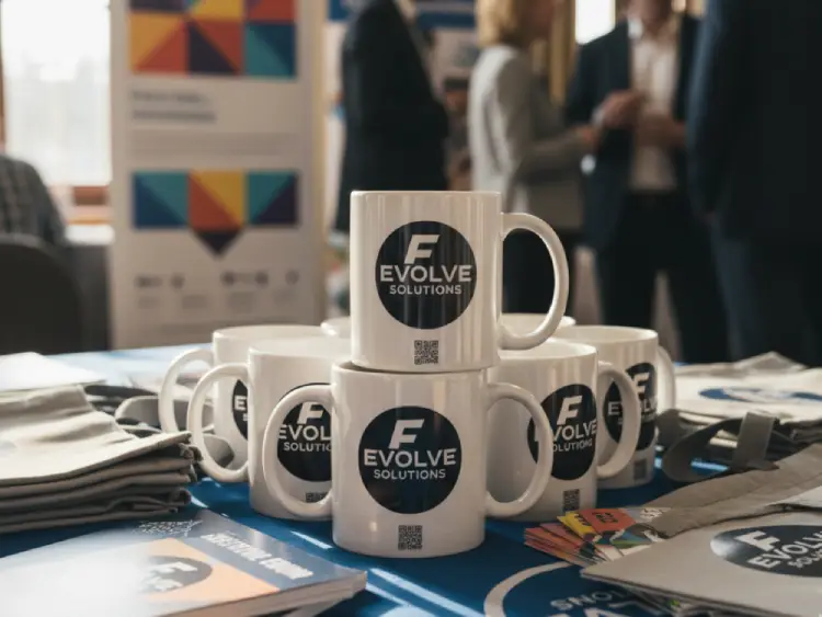 Mug giveaway featuring QR Code for special offer or info