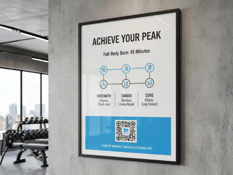 Gym infographic with QR Code for class schedules or membership info