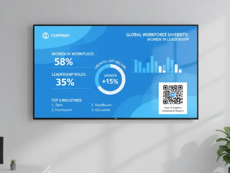 Women’s achievement infographic with QR Code