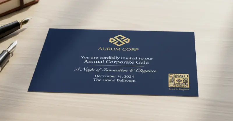 Minimalist corporate invitation with QR Code for event registration