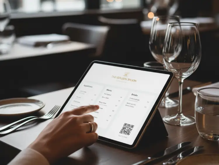 Digital menu on tablet with QR Code for easy ordering