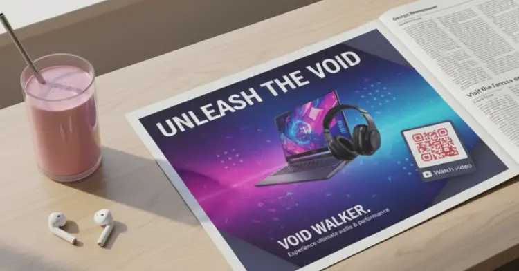 Newspaper ad with QR Code linking to computer products