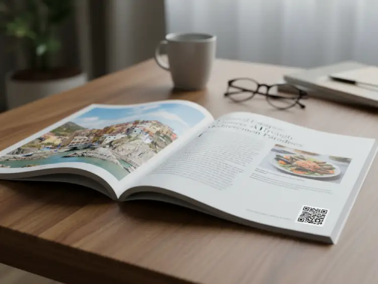 Food magazine article with QR Code for recipes or offers