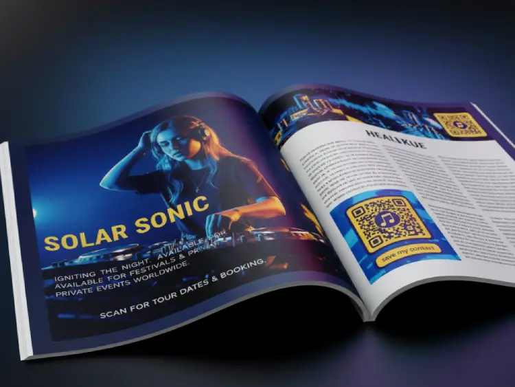 Music magazine page with QR Code for exclusive content