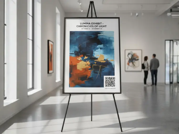 Art exhibition poster with QR Code for gallery details