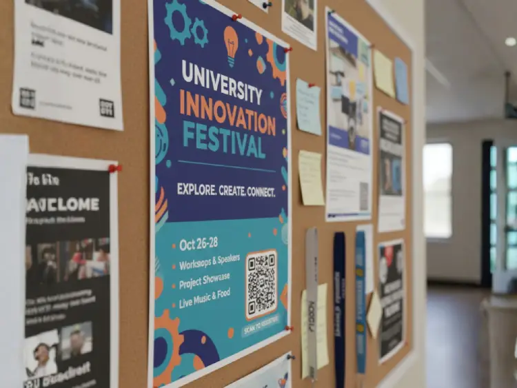 University event poster with QR Code for event details