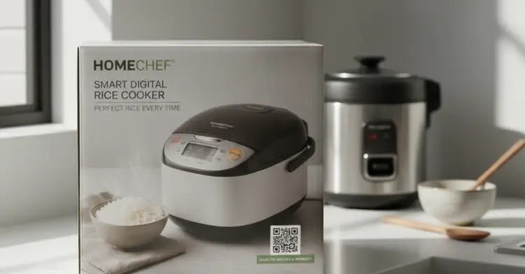 Rice cooker package featuring QR Code for user guide