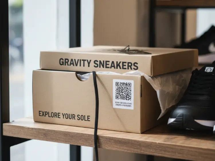 Shoe box with QR Code for style details