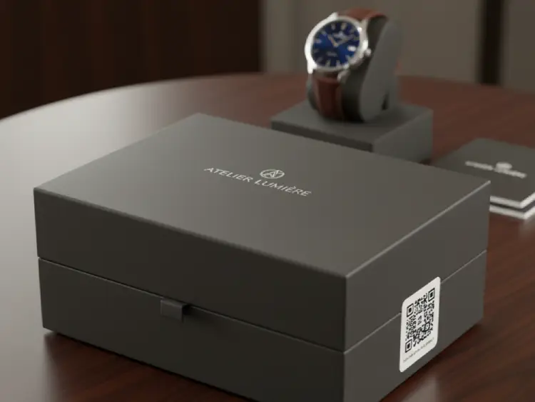 Watch packaging with QR Code for product info