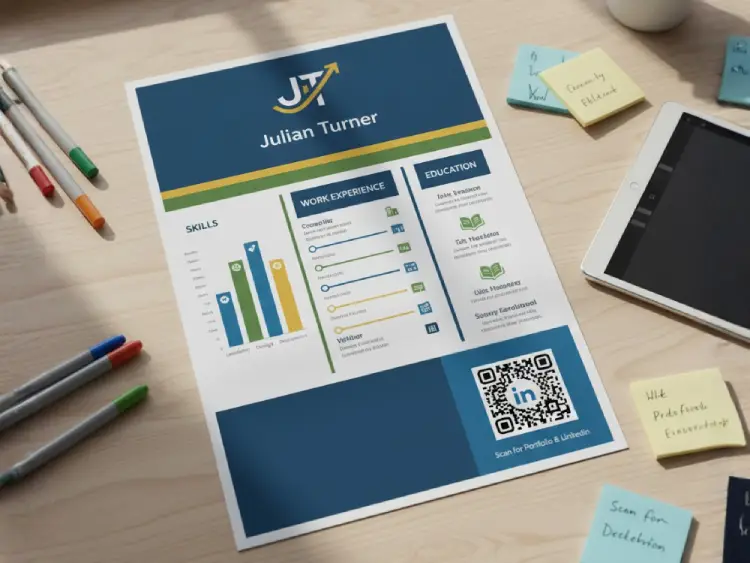 Infographic resume with QR Code for portfolio or work samples