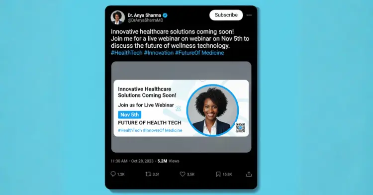 Twitter post featuring QR Code for campaign or website link