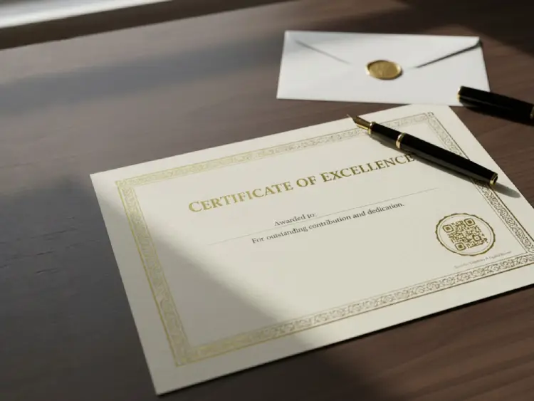 Award plaque with QR Code for verification
