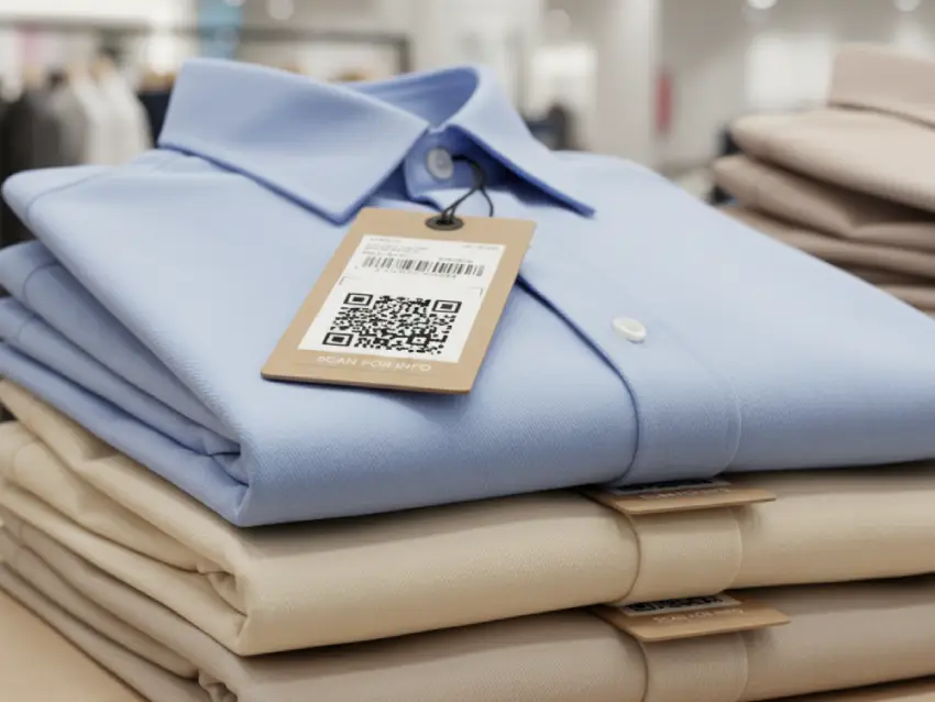 QR Code label on Shirt for product details