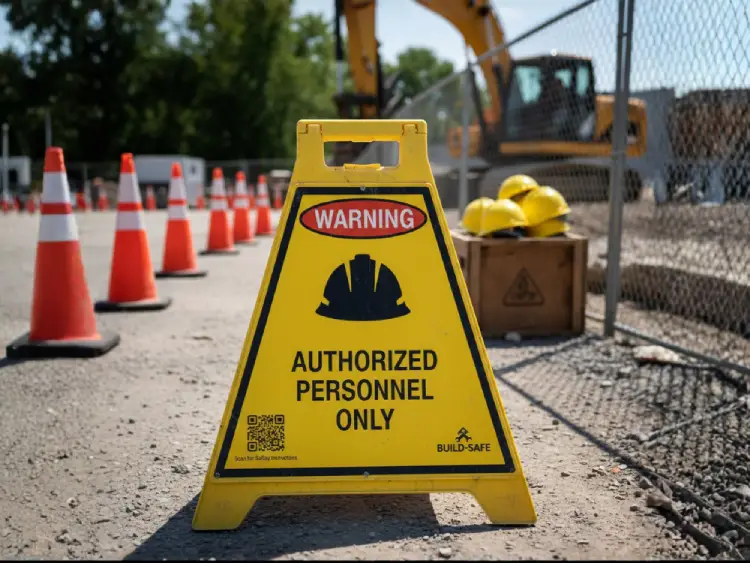 Construction sign with QR Code for project updates or safety alerts