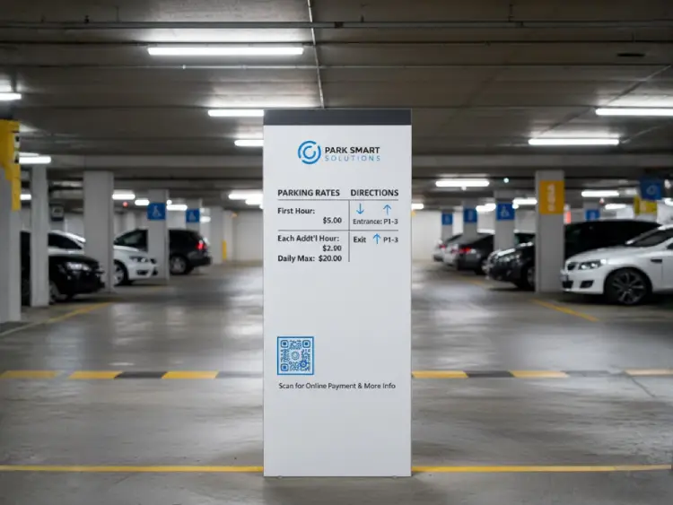 Parking sign with QR Code for digital payment or directions