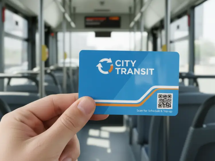 Bus or smart card with QR Code for balance check and schedule