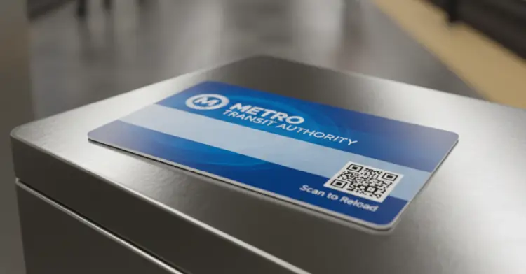 Metro or subway card with QR Code for ticketing and route info
