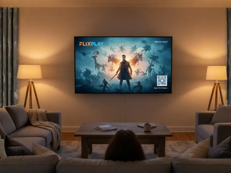 Movie trailer TV commercial with QR Code for ticket booking