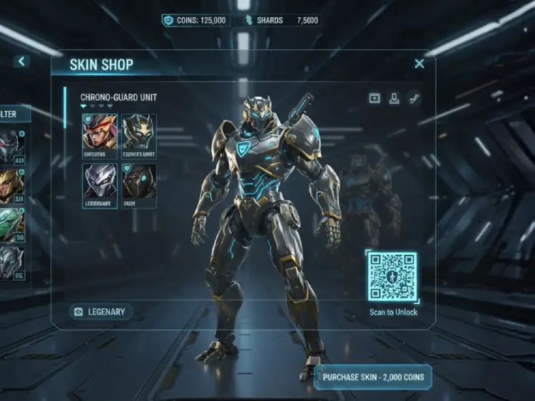 Console dashboard showing QR Code for game features or offers