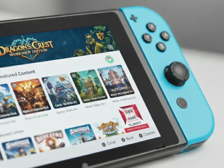 Handheld game device featuring QR Code for companion app or content